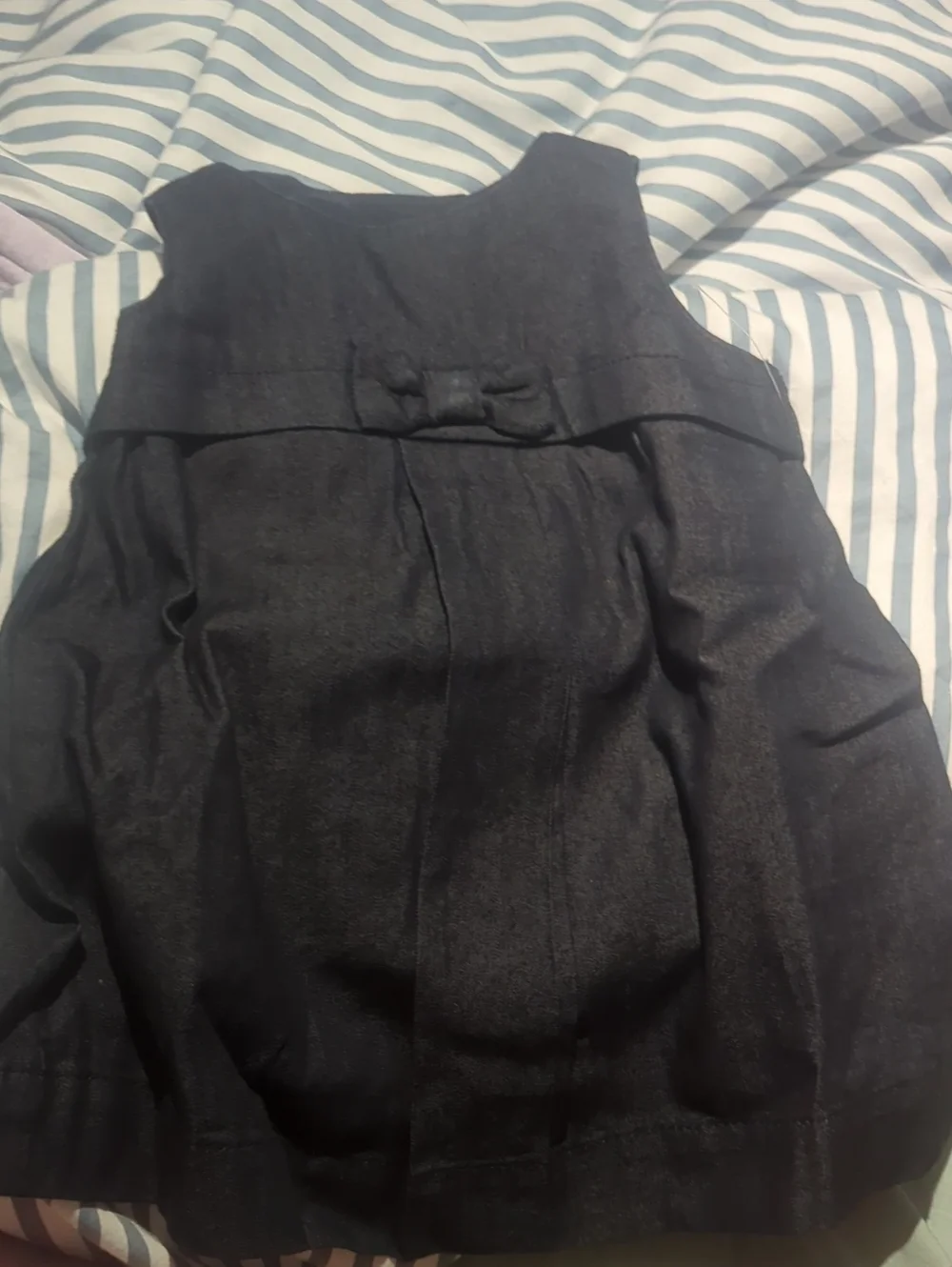 Black Denim Sleeveless Bow-Accent Dress (12-18mo)